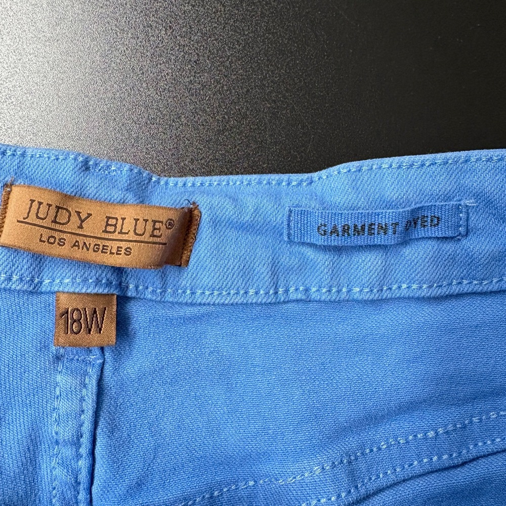 Judy Blue Women Jeans 18W Blue Garment Dyed Raw Hem Wide Leg Crop JB88843 C - Picture 8 of 16